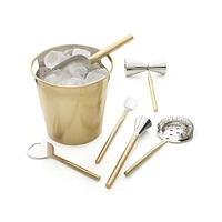 Stainless Steel Bar Tool Set with Gold Finish