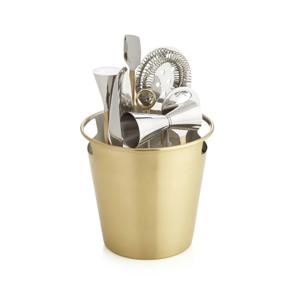 Stainless Steel Bar Tool Set with Gold Finish
