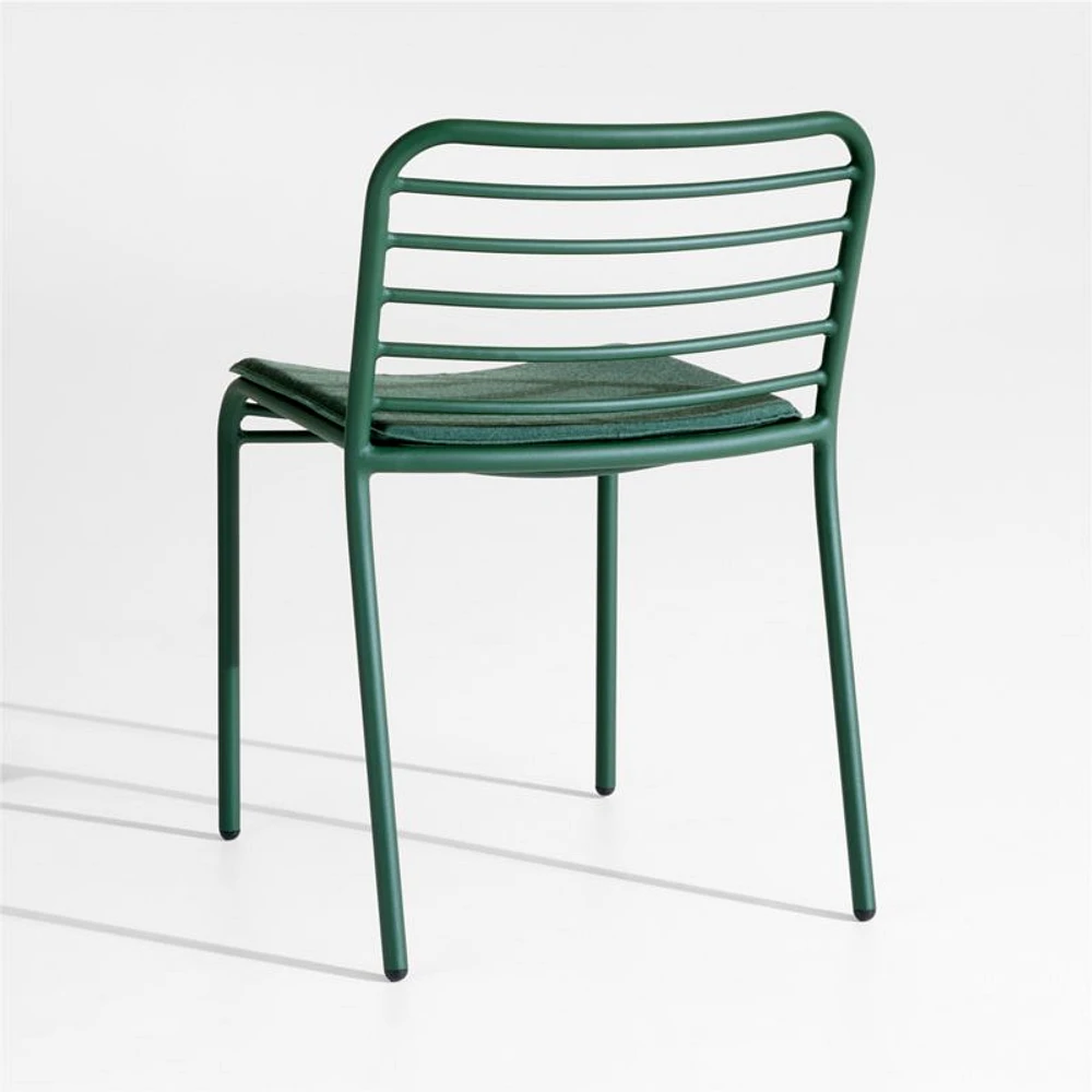 Bari Green Metal Stackable Outdoor Dining Chair with Cushion