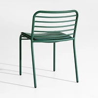Bari Green Metal Stackable Outdoor Dining Chair with Cushion