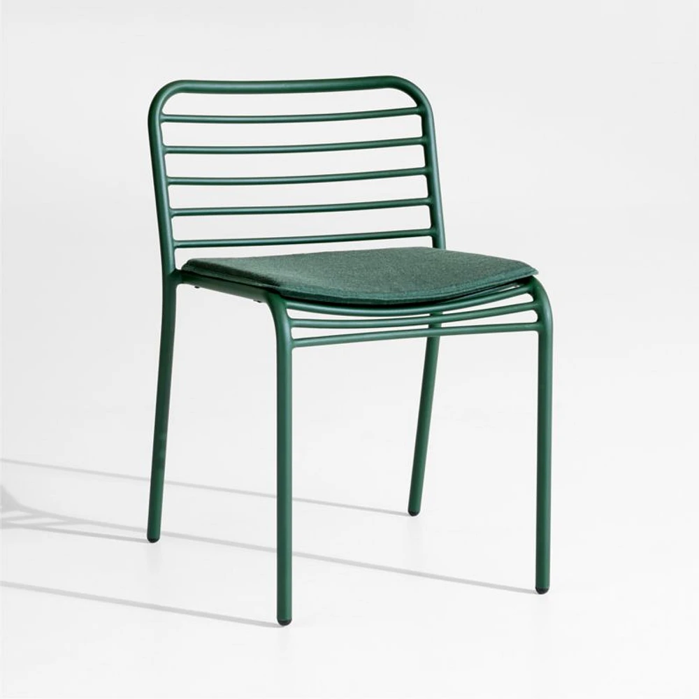 Bari Green Metal Stackable Outdoor Dining Chair with Cushion