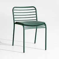 Bari Green Metal Stackable Outdoor Dining Chair with Cushion