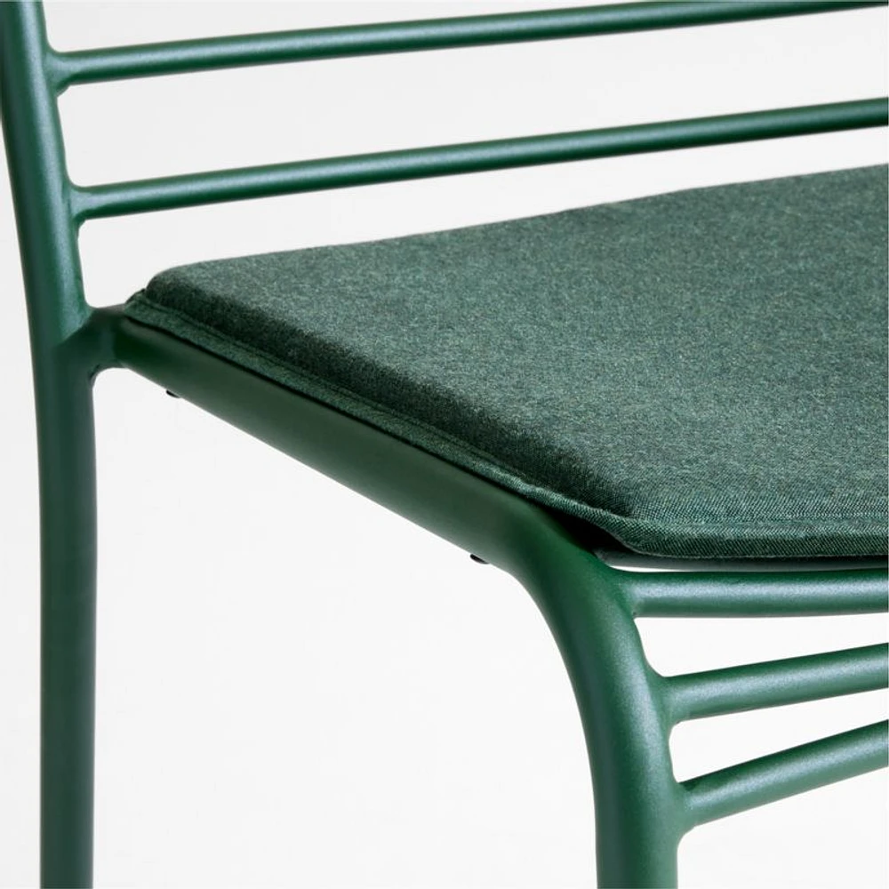Bari Green Metal Stackable Outdoor Dining Chair with Cushion
