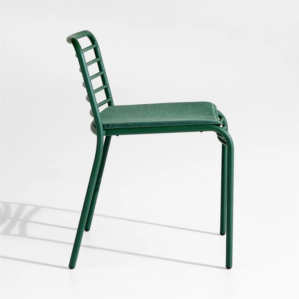 Bari Green Metal Stackable Outdoor Dining Chair with Cushion