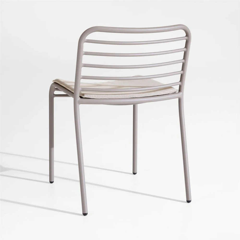 Bari Taupe Metal Stackable Outdoor Dining Chair with Cushion