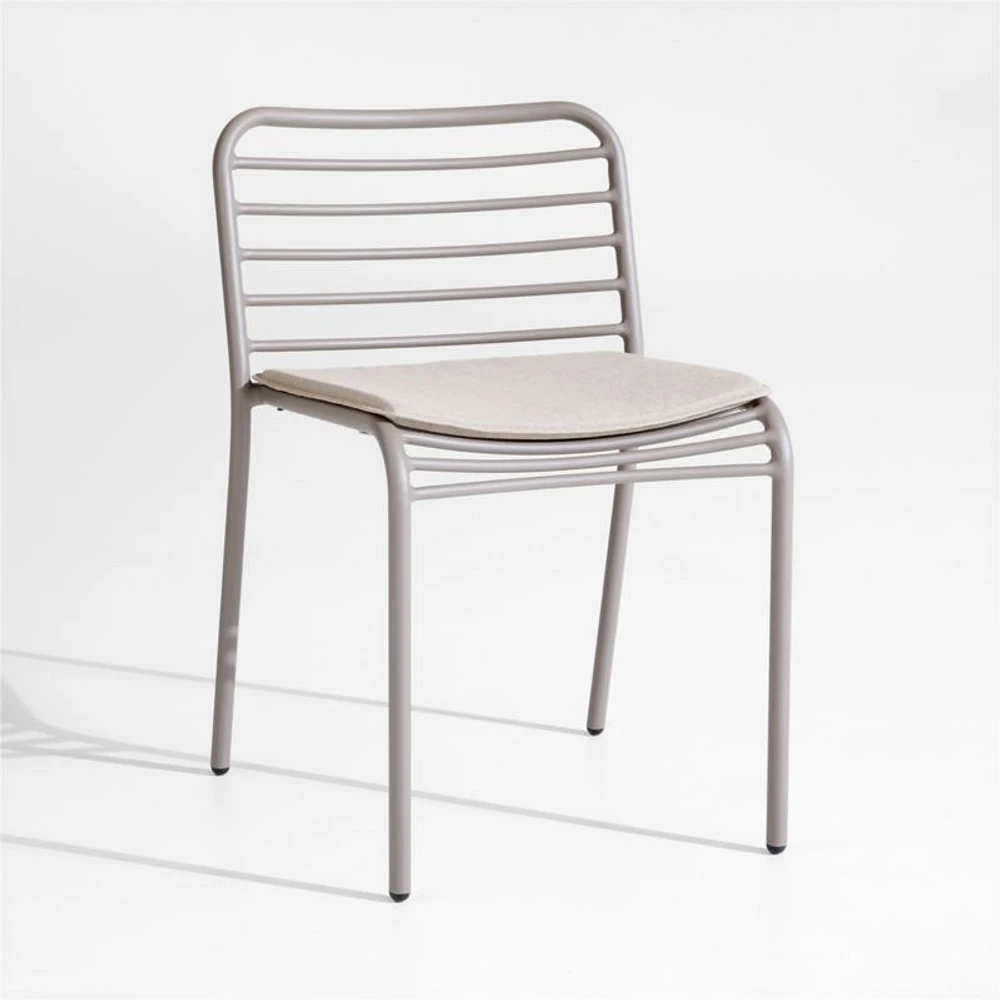 Bari Taupe Metal Stackable Outdoor Dining Chair with Cushion