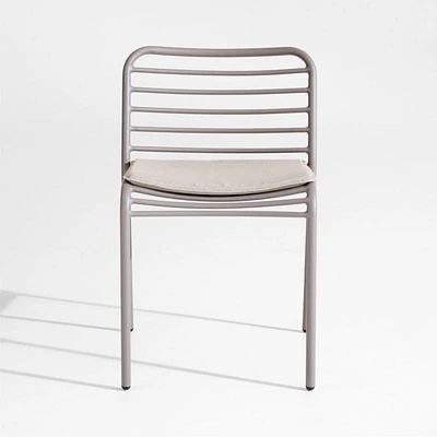 Bari Taupe Metal Stackable Outdoor Dining Chair with Cushion