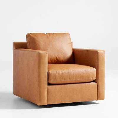 Barrett II 35.5" Leather Track Arm Swivel Chair