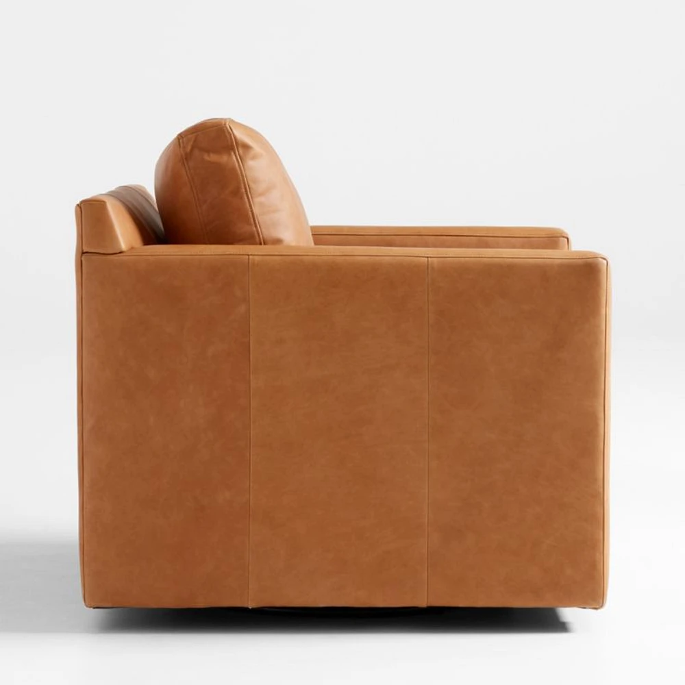 Barrett II 35.5" Leather Track Arm Swivel Chair