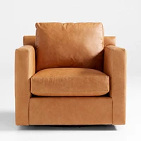 Barrett II 35.5" Leather Track Arm Swivel Chair