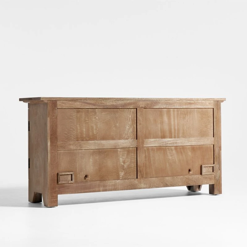 Basque 68" Weathered Light Brown Solid Wood Credenza