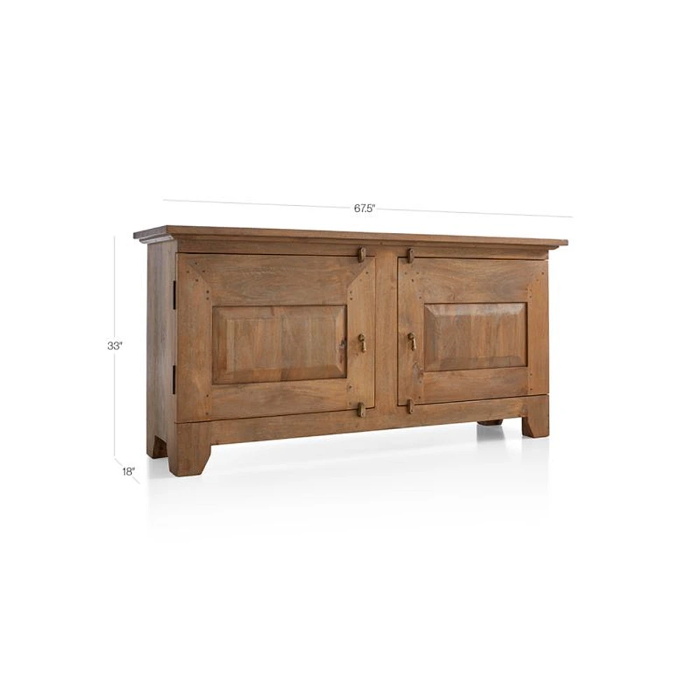 Basque 68" Weathered Light Brown Solid Wood Credenza
