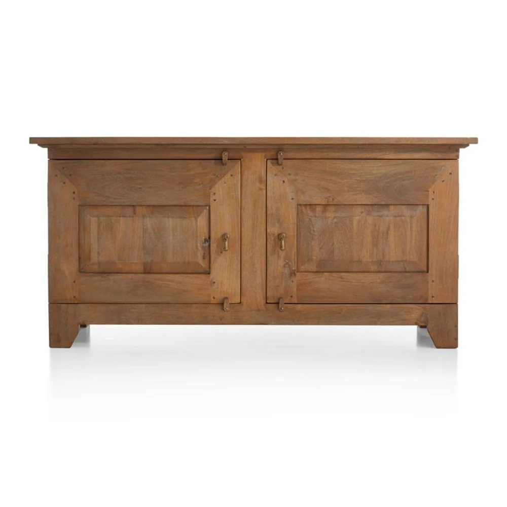 Basque 68" Weathered Light Brown Solid Wood Credenza