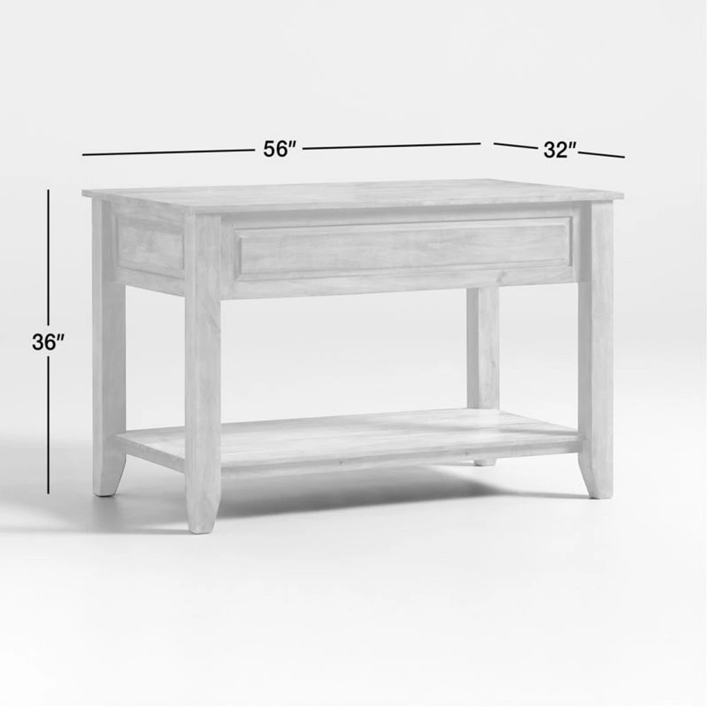 Basque 56" Light Brown Solid Wood Kitchen Island with Storage