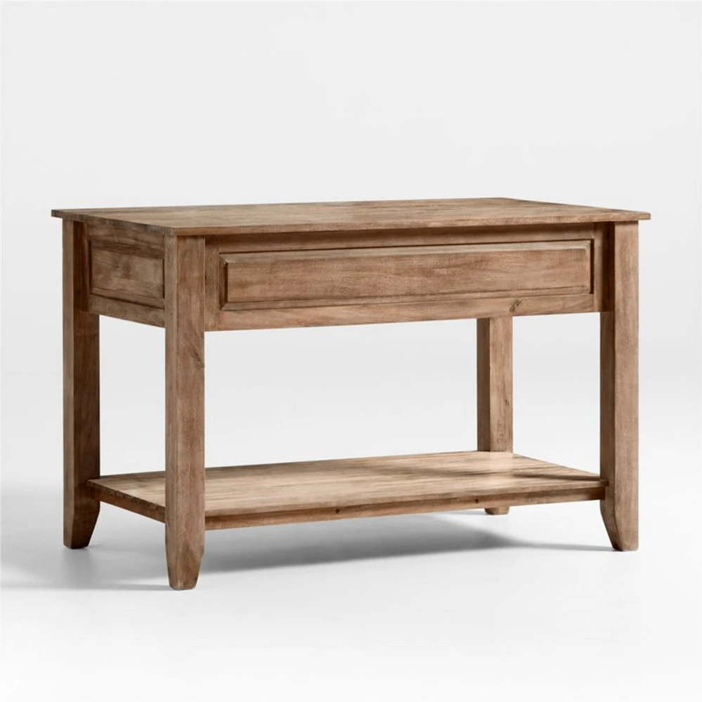 Basque 56" Light Brown Solid Wood Kitchen Island with Storage