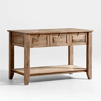 Basque 56" Light Brown Solid Wood Kitchen Island with Storage