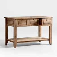 Basque 56" Light Brown Solid Wood Kitchen Island with Storage