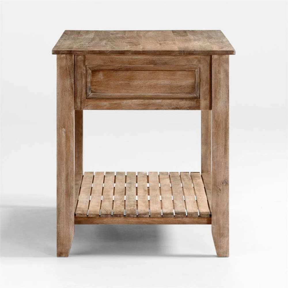 Basque 56" Light Brown Solid Wood Kitchen Island with Storage