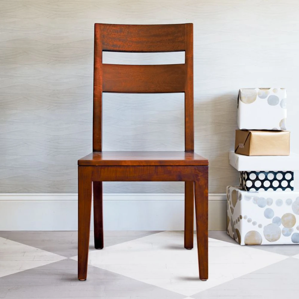 Basque Honey Wood Side Chair with Camel Cushion