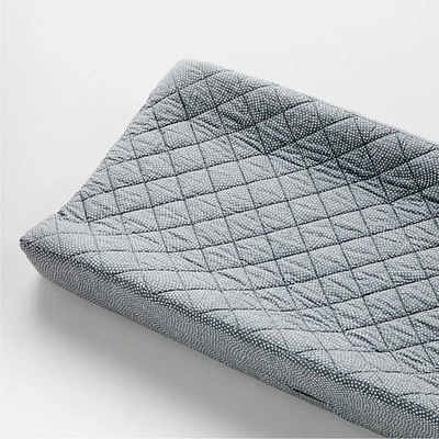 Batik Mist Blue Organic Cotton Baby Changing Pad Cover by Leanne Ford