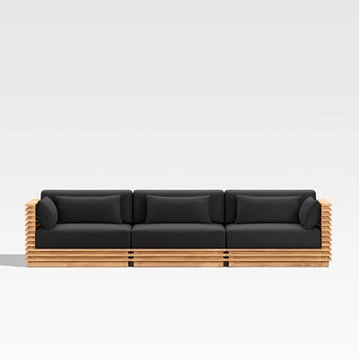 Batten 120" Natural Teak Outdoor Sofa with Canvas Sunbrella ® Cushions