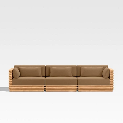 Batten 120" Natural Teak Outdoor Sofa with Cast Teak Sunbrella ® Cushions