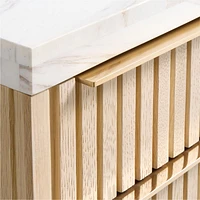 Batten 61.5" Natural Oak Wood Console Desk with White Marble Top