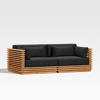 Batten 83" Natural Teak Outdoor Loveseat with Canvas Sunbrella ® Cushions