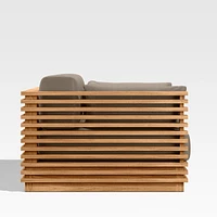 Batten 83" Natural Teak Outdoor Loveseat with Cast Shale Brown Sunbrella ® Cushions