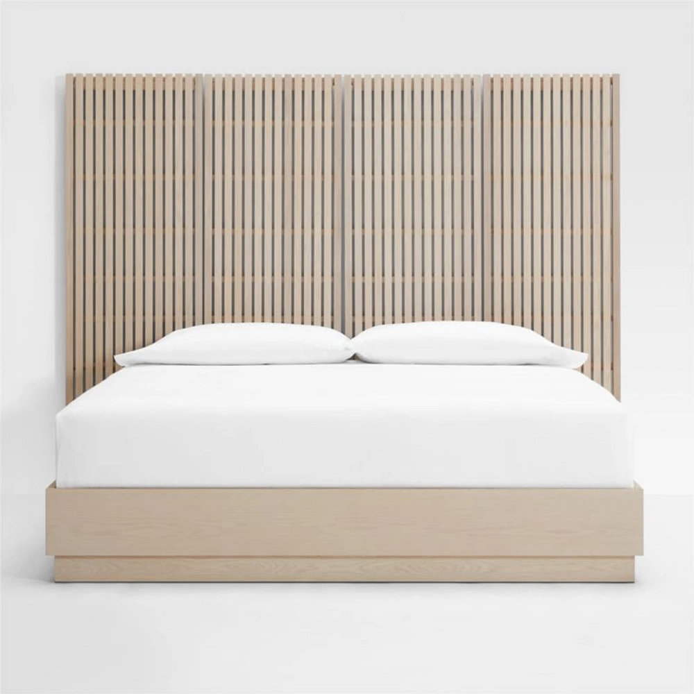 Batten White Oak Queen Plinth-Base Bed