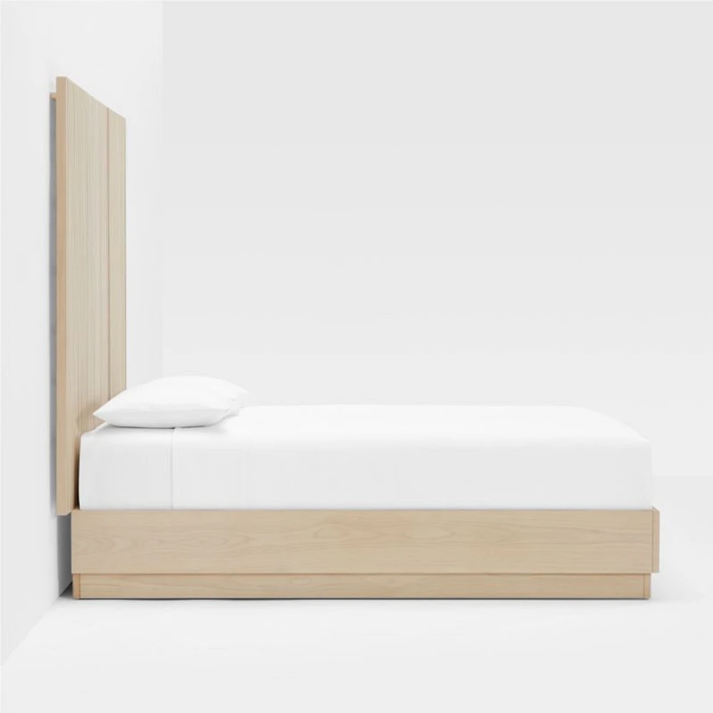 Batten White Oak Queen Plinth-Base Bed