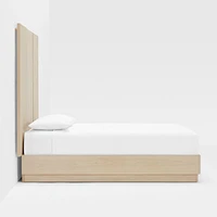 Batten White Oak Queen Plinth-Base Bed