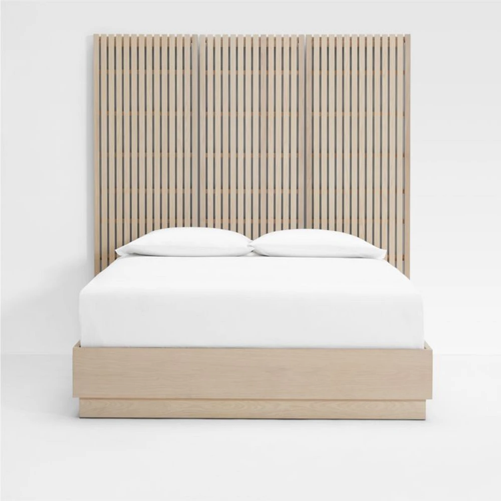 Batten White Oak Queen Plinth-Base Bed