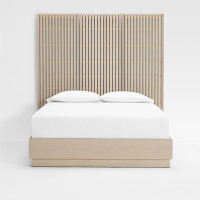 Batten White Oak Queen Plinth-Base Bed