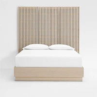 Batten White Oak Queen Plinth-Base Bed
