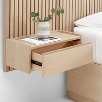 Batten White Oak Queen Plinth-Base Storage Bed and Nightstands