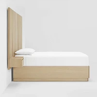 Batten White Oak Queen Plinth-Base Storage Bed and Nightstands