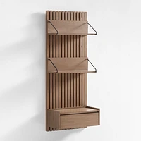 Batten Brown Oak Panel and Floating Drawer Set