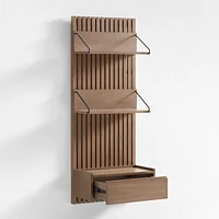 Batten Brown Oak Panel and Floating Drawer Set