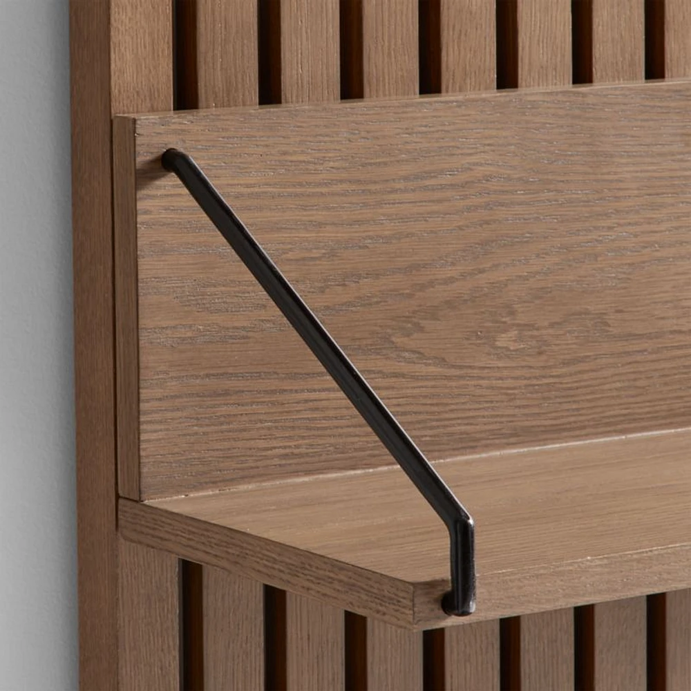 Batten Brown Oak Panel and Reversible Shelf Set