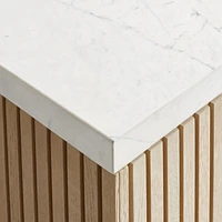 Batten 30" White Marble Top and Oak Wood Single Sink Floating Vanity