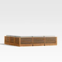 Batten Natural Teak -Piece L-Shaped Outdoor Sectional Sofa with Cast Silver Sunbrella ® Cushions