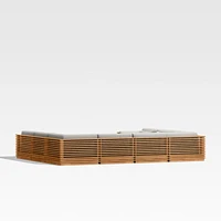 Batten Natural Teak 8-Piece U-Shaped Outdoor Sectional Sofa with Cast Silver Sunbrella ® Cushions