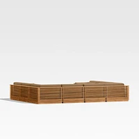 Batten Natural Teak 8-Piece U-Shaped Outdoor Sectional Sofa with Cast Teak Sunbrella ® Cushions