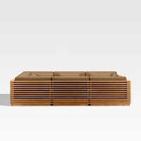 Batten Natural Teak 8-Piece U-Shaped Outdoor Sectional Sofa with Cast Teak Sunbrella ® Cushions