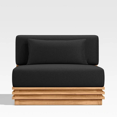 Batten Natural Teak Outdoor Armless Chair with Canvas Sunbrella ® Cushions