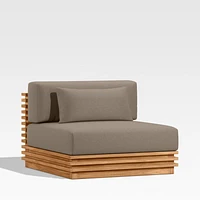 Batten Natural Teak Outdoor Armless Chair with Cast Shale Brown Sunbrella ® Cushions