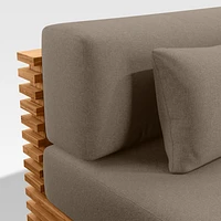 Batten Natural Teak Outdoor Armless Chair with Cast Shale Brown Sunbrella ® Cushions