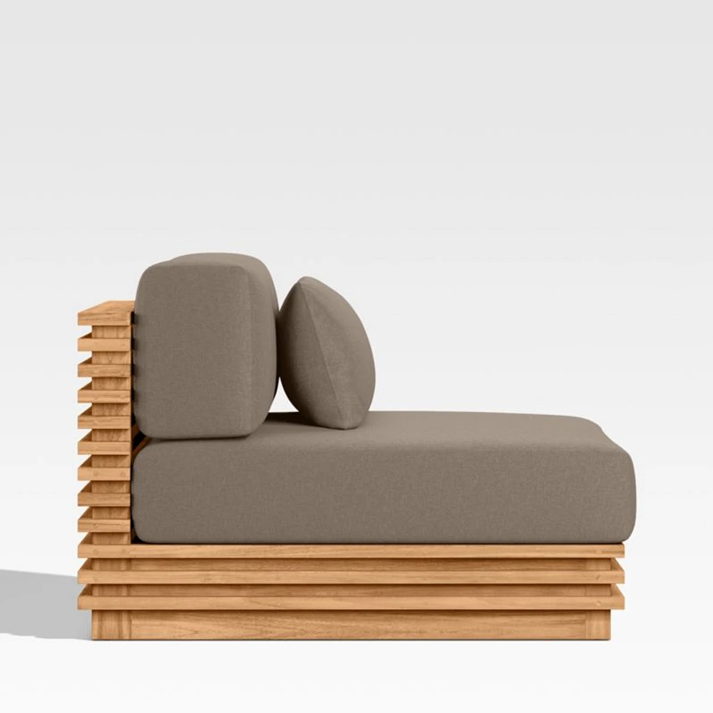 Batten Natural Teak Outdoor Armless Chair with Cast Shale Brown Sunbrella ® Cushions