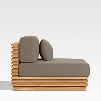 Batten Natural Teak Outdoor Armless Chair with Cast Shale Brown Sunbrella ® Cushions